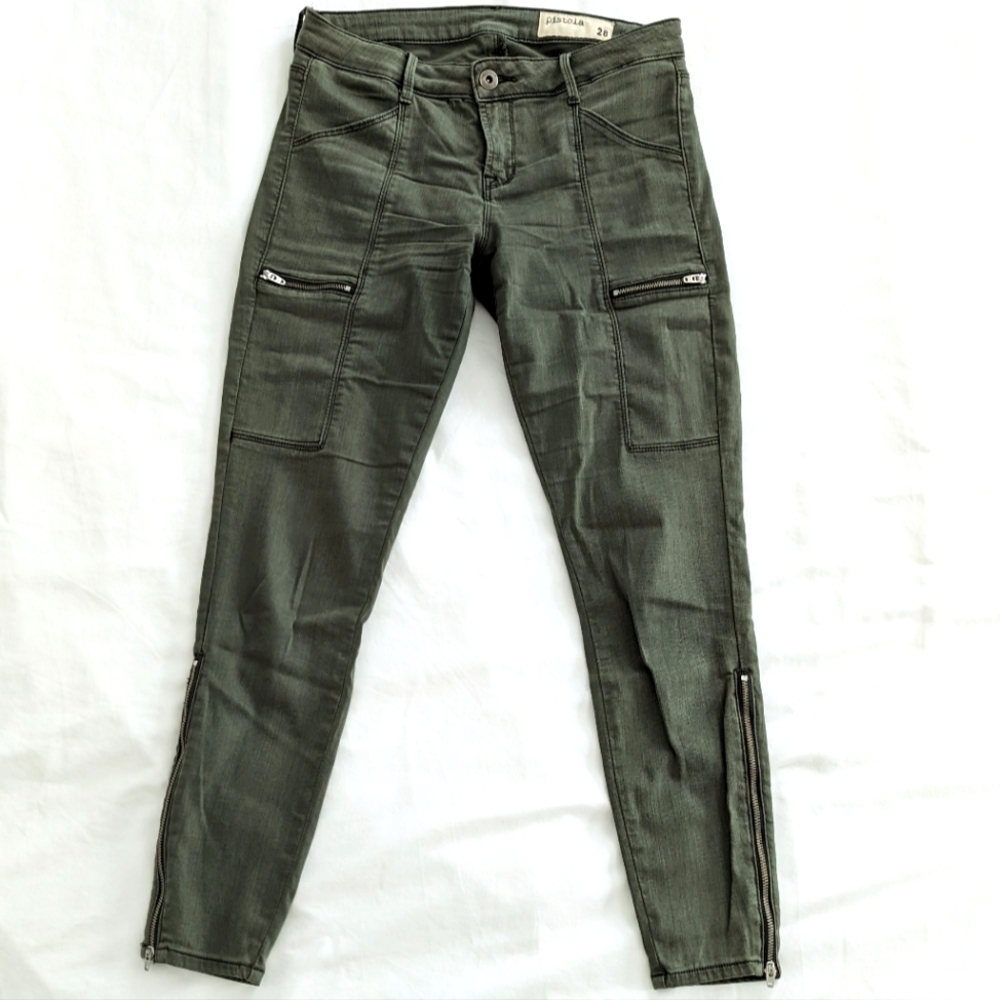 Green Pistola Ankle Jeans with Zipper